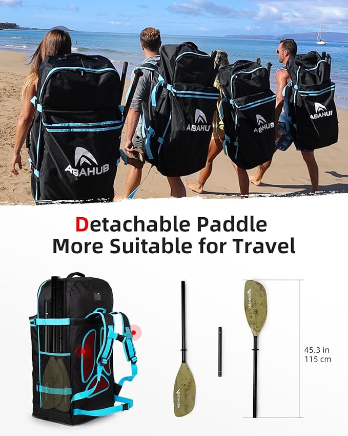 Abahub Adjustable Kayak Paddle 210-230 cm/ 230-250 cm Floating Kayaking Oars Boating Oars Canoeing Oars Black