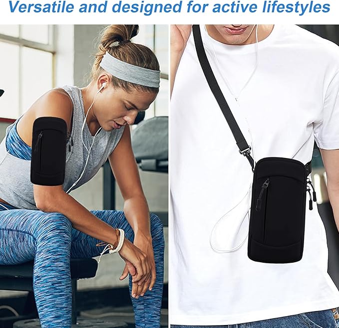 Cell Phone Crossbody Bag with Arm Band, Waterproof Phone Holder Pouch Fits iPhone & Android up to 7'', Small Sling Shoulder Purse for Running, Hiking, Travel, Workout (Purple)