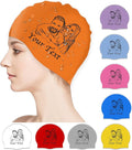 Custom Swim Cap with Photo Personalized Silicone Swim Cap for Men and Women Swimming Customized Swimmers Cap for Short and Medium Length Hair
