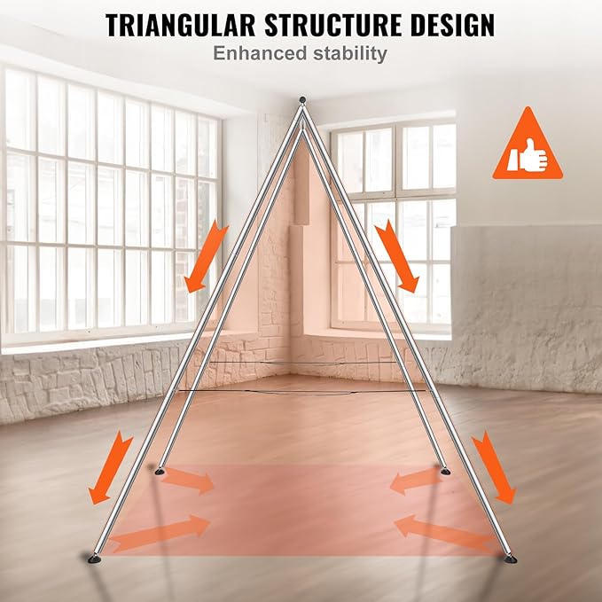 VEVOR Aerial Yoga Frame, 9.67 ft Height Swing Stand, Max 551.15 lbs Load Chrome-Plated Steel Pipe Inversion Yoga Rig for Indoor Outdoor Use