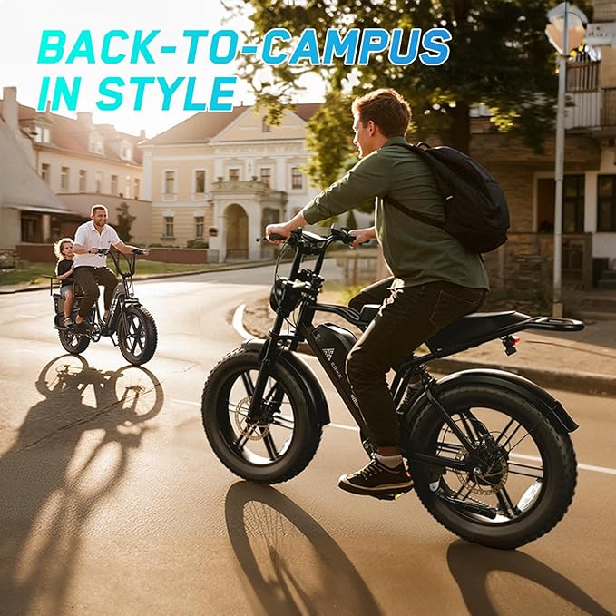 TST Electric Bike for Adults, 1500W Peak Brushless Motor 28 MPH 60 Miles/110 Miles Fat Tire E Bike with 48V 15Ah/ 25Ah Removable Battery 20" Electric Dirt Bike Hydraulic Suspension and 7-Speed