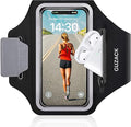 GUZACK Running Phone Holder with Zipper Pouch, Running Armband for iPhone 16 Pro/15/14/13/12/11 Pro Max/Plus/XR/XS, Galaxy S25/S24/S23/S22, Cell Phone Arm Holder with Card Slot - Size S
