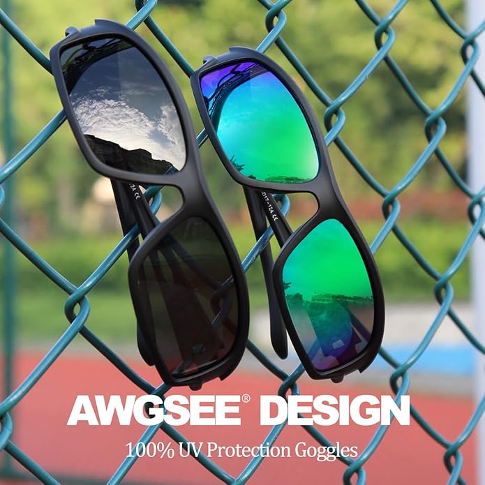 Polarized Sports Sunglasses for Men 100% UV Protection Wrap Around Unbreakable Sun Glasses for Fishing Driving