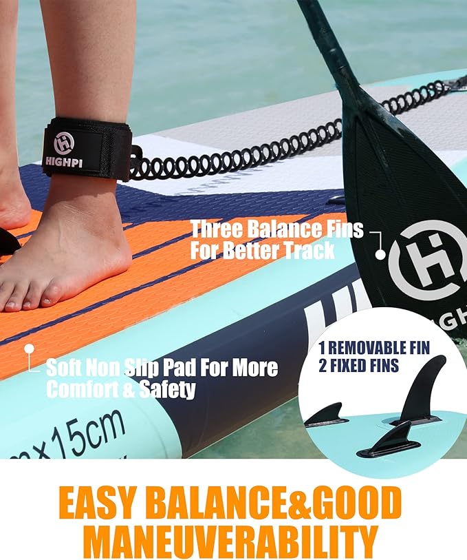 Highpi Inflatable Stand Up Paddle Board for Youth and Adults – Wide Sup with Premium Accessories, Blow Up Paddleboard for Surfing, Fishing, Yoga & More