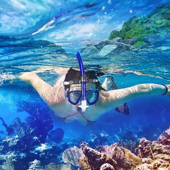 Panzexin Swim Snorkel, One-Way Purge Valve Swimmers Snorkel for Lap Swimming Training Snorkeling, Front Mounted Training Gear with Comfortable Silicone Mouthpiece