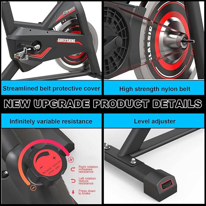 Exercise Bikes Stationary,Exercise Bike for Home Indoor Cycling Bike for Home Cardio Gym,Workout Bike with Ipad Mount & LCD Monitor,Silent Belt Drive