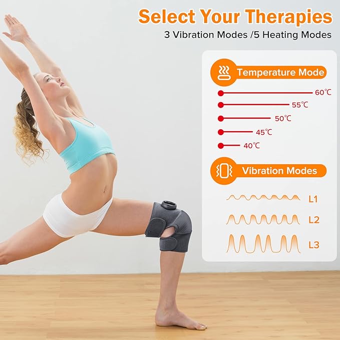 Heating Knee Massager, Knee Shoulder Elbow 3-in-1 Heating Vibration Massager, Portable Wireless Hot Compress Massager, Relieve Joint Pain and Pressure, Suitable for Office, Study
