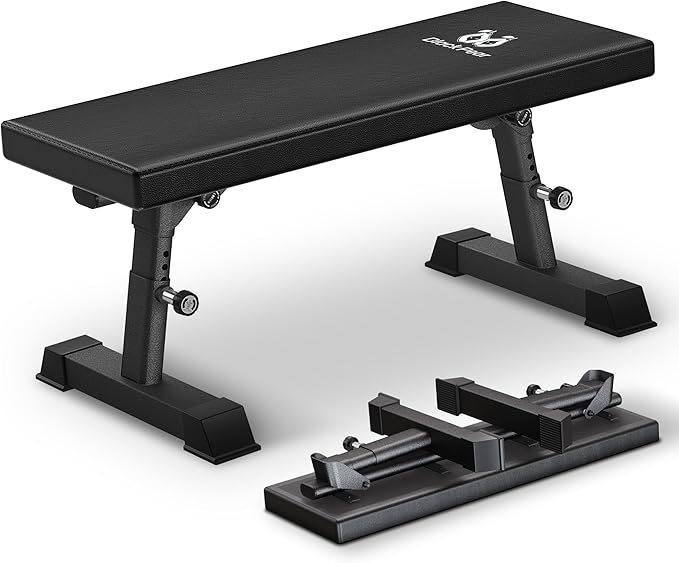 Flat Weight Bench - Heavy Duty Foldable Workout Bench for Home Gym, 1300lb Capacity Adjustable Strength Training Bench Press for Ab and Full Body Exercises, Sturdy and Easy to Fold