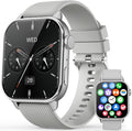 Smart Watches for Men Women, 1.85'' AMOLED HD Fitness Tracker with 100+ Sports Modes, Smartwatches with Bluetooth Call/Heart Rate/Sleep Monitor/Pedometer, IP68 Waterproof Watch for Swimming, Silver