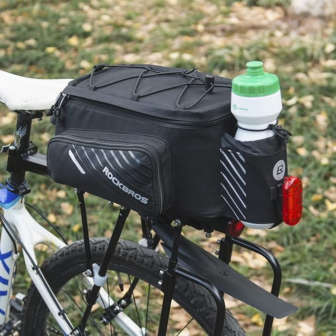 ROCKBROS Bike Rack Bag Bicycle Bag Trunk Rear Rack Bag Bike Panniers Bike Accessories Basket Storage Luggage Saddle Shoulder Bag 13L for E bike, Bicycle With Rain Cover Biking Accessories Gear