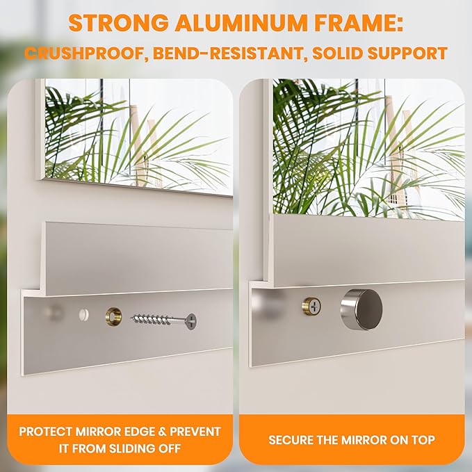 ROOMTEC Workout Mirrors for Home Gym 60"x26"-2PCS, Large Wall Mirror Full Length for Fitness, Yoga, Big Wall Mounted Frameless Glass Mirror for Garage, Dance Studio, Bedroom