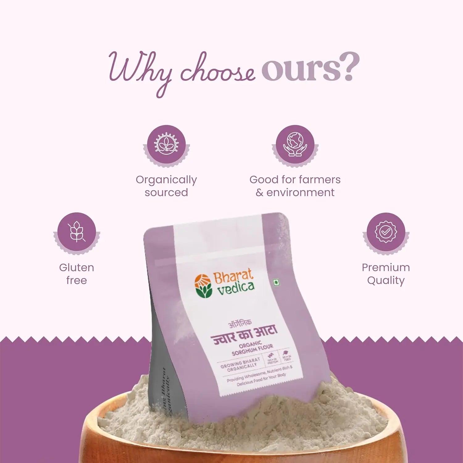 Bharat Vedica Organic Sorghum Flour - Organic Jowar ka Atta