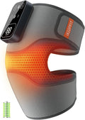 Cordless Knee Massager with Heat Vibration for Pain Relief, MAXwarm 4.0[2025 Upgraded] - Electric Heated Knee Brace with 5 Heat Levels and 3 Massage Mode, Gifts for Men Women (Grey, Single)