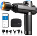 RENPHO Massage Gun Deep Tissue with Heat and Cold, Percussion Muscle Massage Gun Bluetooth with 12mm Amplitude, Handheld Massager Gun, Power+ Thermacool Grey