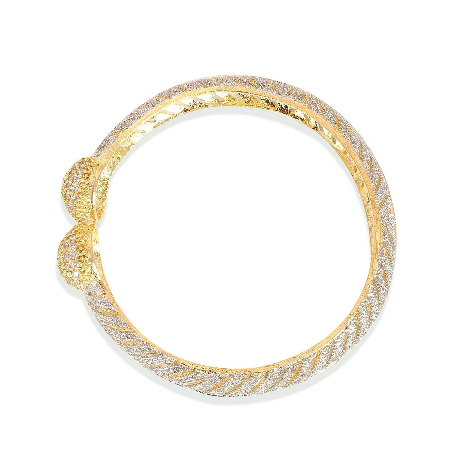Gold-Polished Alloy Gold Silver American Diamond 4 Bangles - The Pari