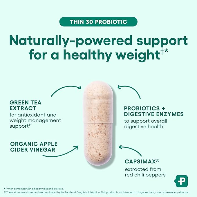 Physician's CHOICE Probiotics for Weight Management & Bloating - 6 Probiotic Strains - Prebiotics - Key ingredient Cayenne - Supports Gut Health - Weight Management for Women & Men - Green Tea - 30 CT