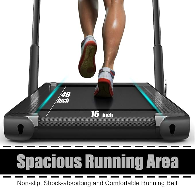 GYMAX Walking Pad, 2 in 1 Free Installation Under Desk Treadmill with Smart App, Remote Control & LED Display, 2.25HP Foldable Portable Compact Running Machine for Small Spaces Home Office