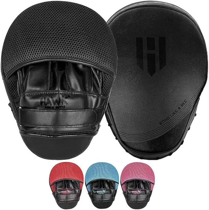 Hawk Sports Punching Mitts for Men, Women, & Kids, Leather Focus Mitts for Martial Arts & Boxing Training, Curved Punch Mitts for Karate, Kickboxing, Krav MAGA, Muay Thai & Taekwondo