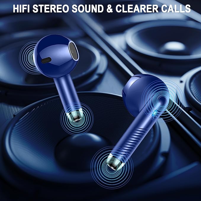 Wireless Earbuds, Bluetooth 5.4 Headphones LED Power Display Ear Buds Bass Stereo, Bluetooth Earbuds in-Ear Noise Cancelling Mic, 40H Playback Mini Case IP7 Waterproof Sports Earphones for Android iOS