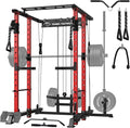 Mikolo Power Cage, 1500lbs Power Rack with LAT PullDown and Cable Crossover System, Squat Rack with Pulley System, Weight Cage for Home Gym with Training Attachments
