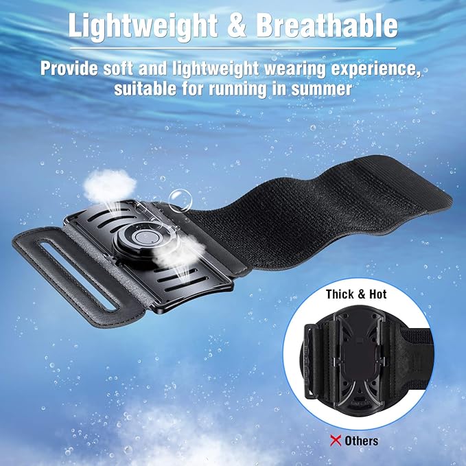 VUP Detachable Cell Phone Running Armband 360°Rotatable for iPhone 16/15/14/13/Pro Max/Pro/Mini/12/11, Fits All 4-6.9 Inch Smartphones, with Key Holder,Phone Holder for Running Hiking Biking (Black)