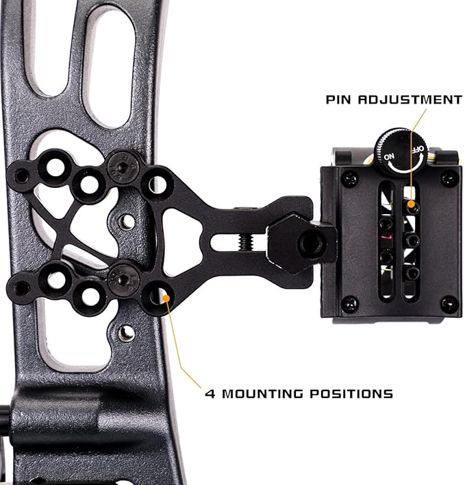 LWANO 5 Pin Bow Sight with Rheostat Light and Reversible Mount Design