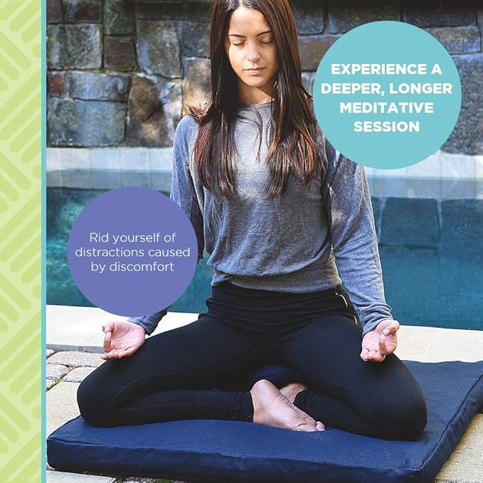 Bean Products Meditation Cushion - Zabuton Meditation Pillows for Sitting on Floor, Yoga Cushion, Cotton Yoga Pillow, Zen Kneeling Prayer Pad- Made in USA - Premium 32x26x3, Stone Gray