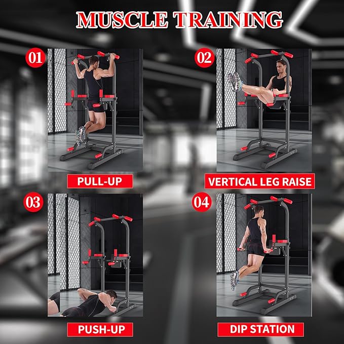 K KiNGKANG Power Tower Dip Station, Multi-Function Assistive Trainer Pull Up for Home Gym Muscle Building and Beginner Exercises,Load 450LBS