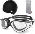 ZIONOR G1 Lite Swim Goggles with Swim Cap Comfortable Anti-fog Swimming Goggles Cap Set for Adult Men Women