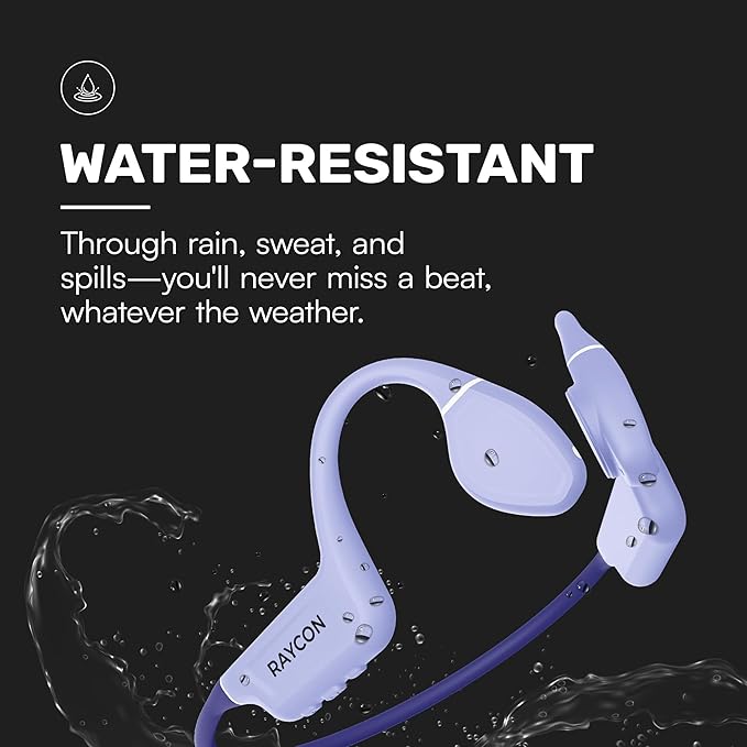 Raycon Bone Conduction Headphones, Open-Ear Bluetooth Sports Earbuds with Mic, IP68 Water Resistant Headset for Workout and Running, 13hr Playtime (Blue)