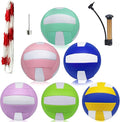Magicorange Volleyball, 6 Pack Official Size 5 Volleyballs- PU Leather Indoor Outdoor Soft Touch Recreational Volleyballs for Beach Play, Game,Gym,Training -Includes Ball Pump