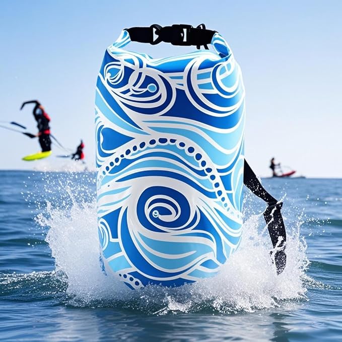 Dry Bag Waterproof,10L Roll Top Backpack Floating Dry Bag for Kayaking Boating Swimming Hiking Camping Outdoor Activities,Blue Sky