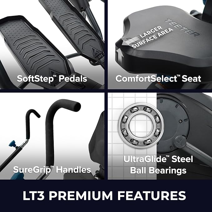 Teeter FreeStep Recumbent Cross Trainer Stepper, Zero-Impact Exercise Bike Alternative w/Patented Physical Therapy Stride, Up to 350lb, Free App w/Trainer Workouts