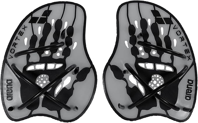 Arena Unisex Adult Vortex Evolution Swimming Hand Paddles for Women and Men Adjustable Straps Curved Design