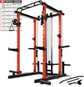 RitFit Multi-Function Squat Rack Power Cage PPC03 with Cable Crossover System, 1000LBS Capacity Power Rack and Packages with Optional Weight Bench, Barbell Weight Set, for Garage Workout & Home Gym