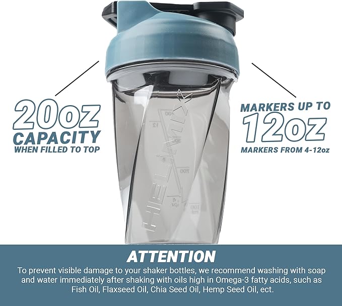 HELIMIX 1.5 Vortex Blender Shaker Bottle Holds Upto 20oz | No Blending Ball or Whisk | USA Made | Portable Pre Workout Whey Protein Drink Shaker Cup | Mixes Cocktails Smoothies Shakes | Top Rack Safe