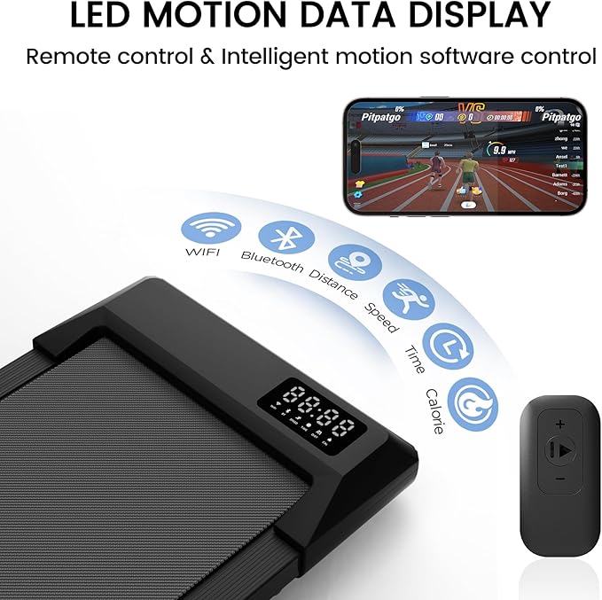 SupeRun Walking Pad, Under Desk Treadmill, 3 in 1 Portable Treadmill with Remote Control LED Display, 2.5 HP Quiet Walking Jogging Machine for Office Home Use, 300 Lbs Capacity