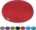 Round Zafu Meditation Cushion, D=15" H=5.5" Zabuton Meditation Pillow, Yoga Bolster/Pillow, Floor seat, Zippered Organic Cotton Cover, Natural Buckwheat, Kneeling Pillow