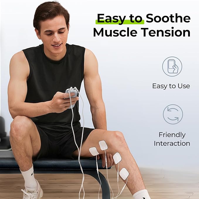 AUVON 3-in-1 TENS Unit Muscle Stimulator, EMS Massage Machine with 40 Intensities for Gradual Shoulder, Sciatica, Back Pain Relief, 24 Modes Rechargeable Electronic Pulse Massager with 12 TENS Pads