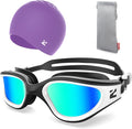 ZIONOR G1 Lite Swim Goggles with Swim Cap Comfortable Anti-fog Swimming Goggles Cap Set for Adult Men Women