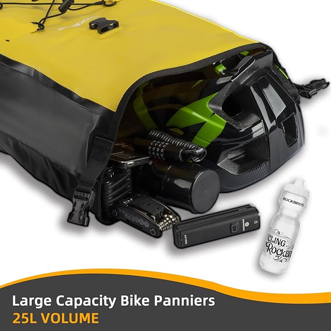 ROCKBROS Bike Panniers Waterproof Bike Rear Rack Bag Max 30L Large Capacity Bike Rear Panniers for Cycling Traveling Commuting
