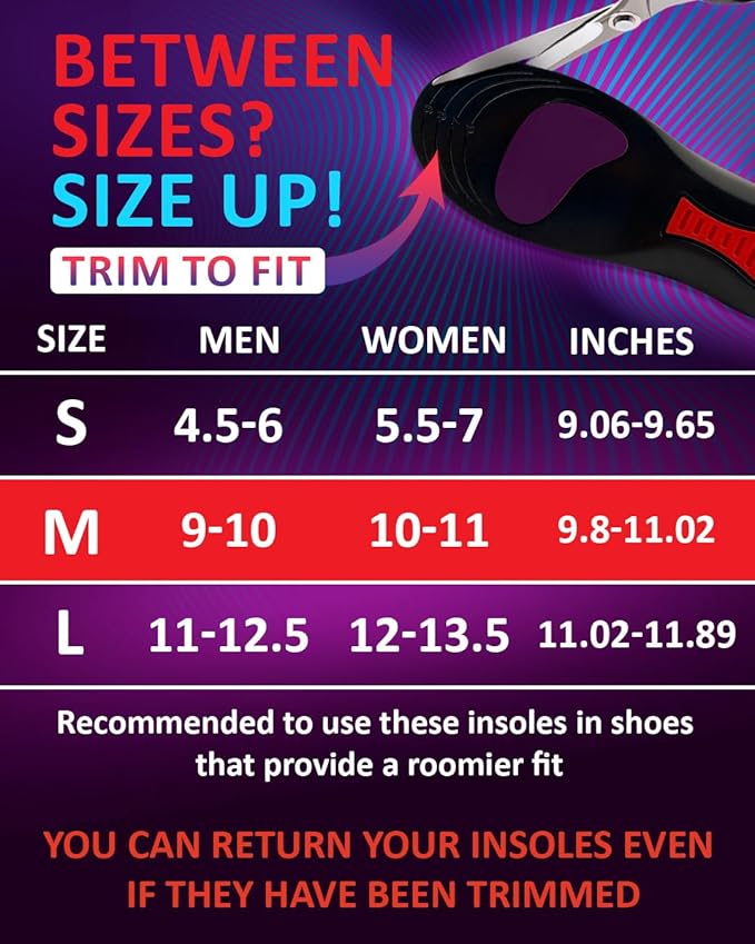 Sport Shock Absorbing Insoles - Athletic Shoe Cushioning Inserts for Men and Women - Ideal for Active Sports Running Training Hiking - Neutral Arch Good for Sneakers Shoes (M, Indigo)