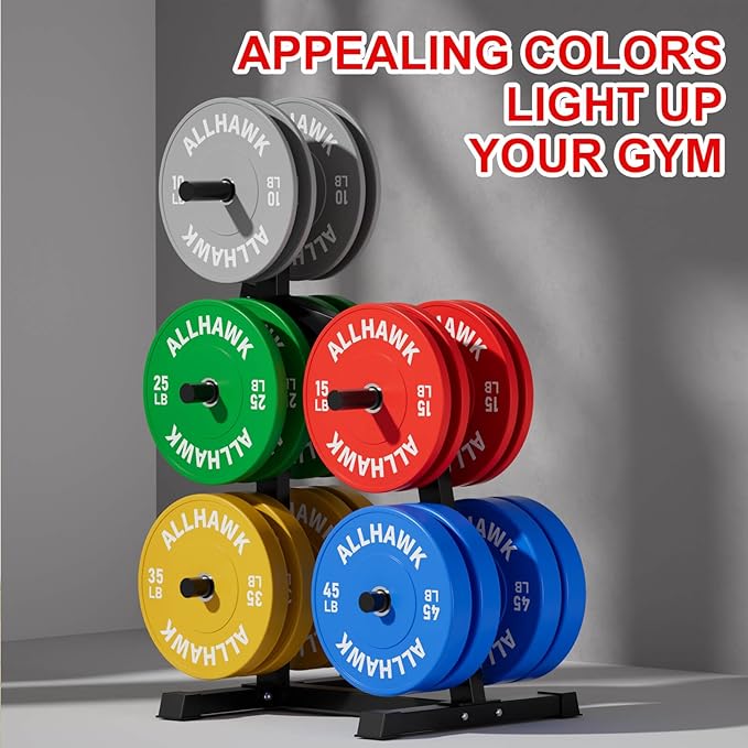Colorful Olympic Bumper Plates, 2-inch Stainless Steel Insert, Virgin Rubber Weight Plate Set for Barbell Weight Lifting and Strength Training Home Gym