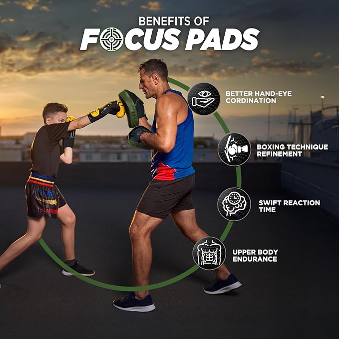 WYOX Curved Boxing Punch Mitts – Boxing Pads Training Set, Punching Mitts for Adults, Kickboxing Pads, Muay Thai Pads, Karate Pads, MMA Training Equipment, Martial Arts Focus Pads