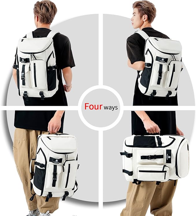 Kalesi Gym Duffle Tennis Bag Backpack 4-Way Waterproof with Shoes Compartment for travel Sport Hiking laptop (Wood color)