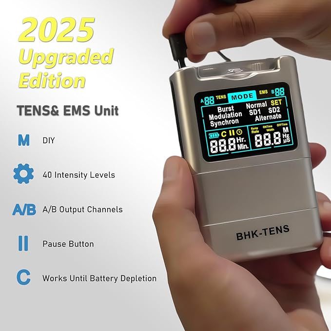 Digital TENS Unit with 8 Electrodes Pads, EMS TENS Unit Muscle Stimulator for Back Pain Relief, Upgraded Color LCD TENS Machine, Rechargeable Tens Massager for Neck Pain Relief, Sciatica Pain Relief