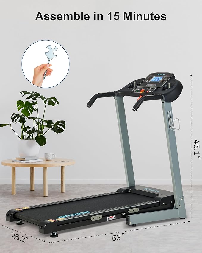 Treadmill with Auto Incline - 300 lb Capacity, 3.0HP Folding Electric Treadmill Up to 8.5 MPH Speed, Running Machine with 17.5" Wide Tread Belt and Bluetooth Speaker for Home Use