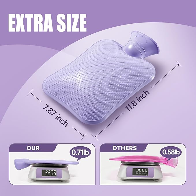 FORICOM Extra Large Hot Water Bag for Pain Relief, Hot Water Bottle for Bed Warming, Dog, Cat,Hot Water Pack, Heat Pack 2Liter