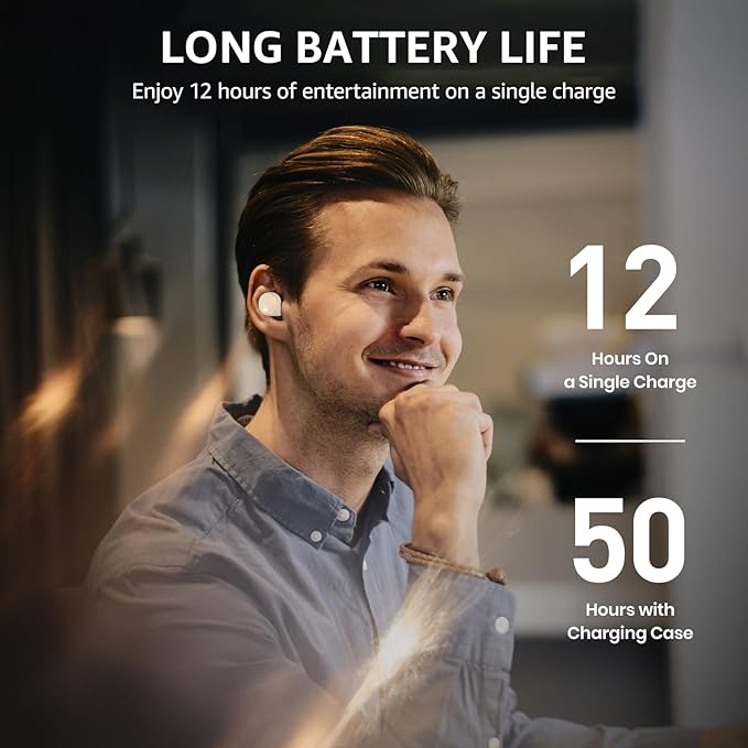 TOZO T6 Wireless Earbuds, Bluetooth 5.3 Ear Buds, Stereo Sound in Ear Headphones, 50 Hours Playtime, Wireless Charging Case, APP Customizable EQs, IPX8 Waterproof Earphones
