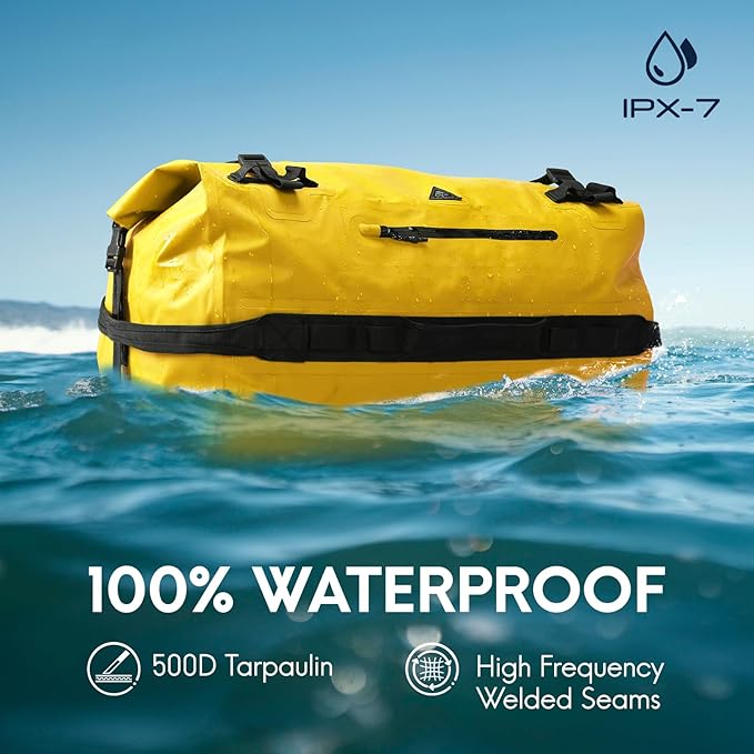 Haimont Large Waterproof Duffel Backpack Roll-Top Heavy Duty Dry Duffle Bag for Boating, Travel, Motorcycle, Kayaking, Camping, 60L